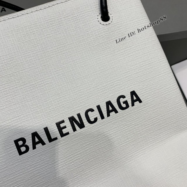 Balenciaga專櫃爆款小牛皮手提托特包 巴黎世家牙籤紋白色小號方形購物包 fyj1683